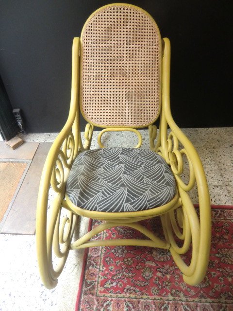 Rocking Chair In Bentwood And Cane Style Thonet Period 1900 Art Nouveau Style-photo-3