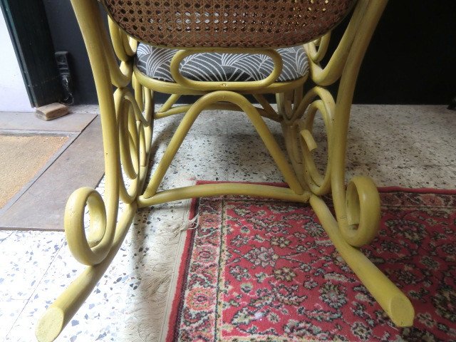 Rocking Chair In Bentwood And Cane Style Thonet Period 1900 Art Nouveau Style-photo-3