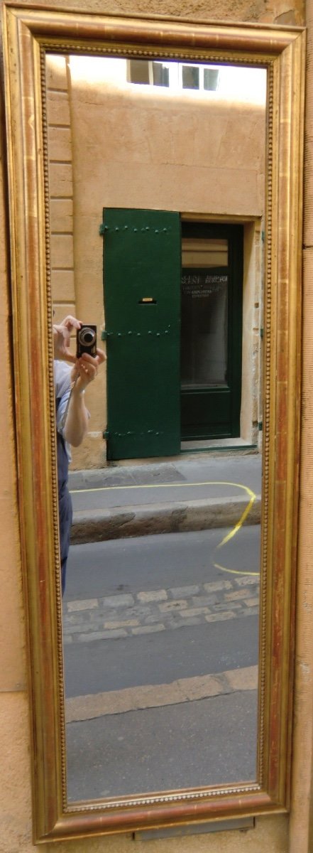 Mirror In Golden Stucco Period XIXth Louis Philippe Style 129 X 44 Cm