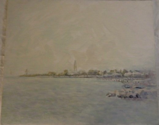 François De Asis, Né En 1935 "Venise, Caorle", 1982 Huile sur carton toile 38 x 46 cm