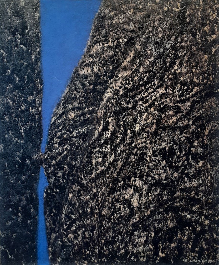 Henry Le Chénier (1937-2014) "Schistes", 1979 Huile sur toile 55  x 46 cm