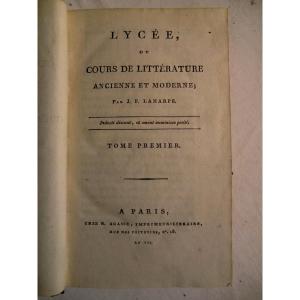 J F Laharpe "Lycée ou Cours Littérature Ancienne Moderne" An VII 1798-1799  16 Volumes In-8