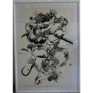 Vladimir Velickovic "characters", 1983 Lithograph On Paper Signed 93 X 62 Cm 