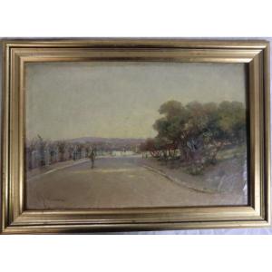 NATTERO Louis (1870-1915) "Promenade en Provence" Huile sur toile signée et encadrée 30 x 46 cm