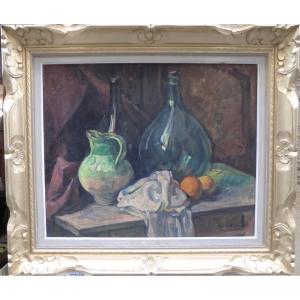 ARNAUD Marcel (1877-1956) "Nature-morte à la cruche" Huile sur panneau bois signée 50 x 60 cm