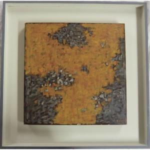 Blanche Jean-pierre "autumn V" Oil On Cardboard Mounted On Canvas, Signed And Framed, 37 X 37 Cm
