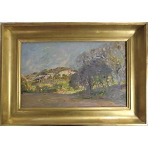 RAVAISOU Joseph (1865-1925) "Paysage en Pays d'Aix" Huile sur toile encadrée 34 x 54,5 cm