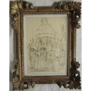 MASSON André (1896-1987) "Venise, la Salute", 1952 Dessin original Encre sur papier 27 x 20 cm