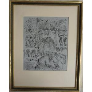 Masson, André (1896–1987) “venice, Bridge Of Sighs,” 1960 Original Drawing Ink On Paper 21 X 17