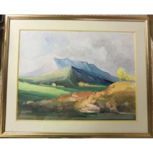 Bitaube, Fernand (1906–1993) "montagne Sainte-victoire" Watercolor On Paper, Signed, 50 X 65 Cm