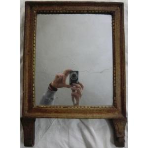 Mirror In Molded Golden Wood 18th Century Louis XVI Style 50 X 36 Cm