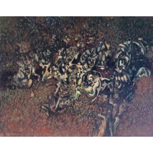 Henry Le Chénier (1937-2014) "Densité de la forêt", 1976/77 Huile sur toile 73 x 92 cm