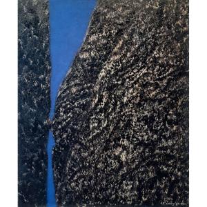 Henry Le Chénier (1937-2014) "Schistes", 1979 Huile sur toile 55  x 46 cm