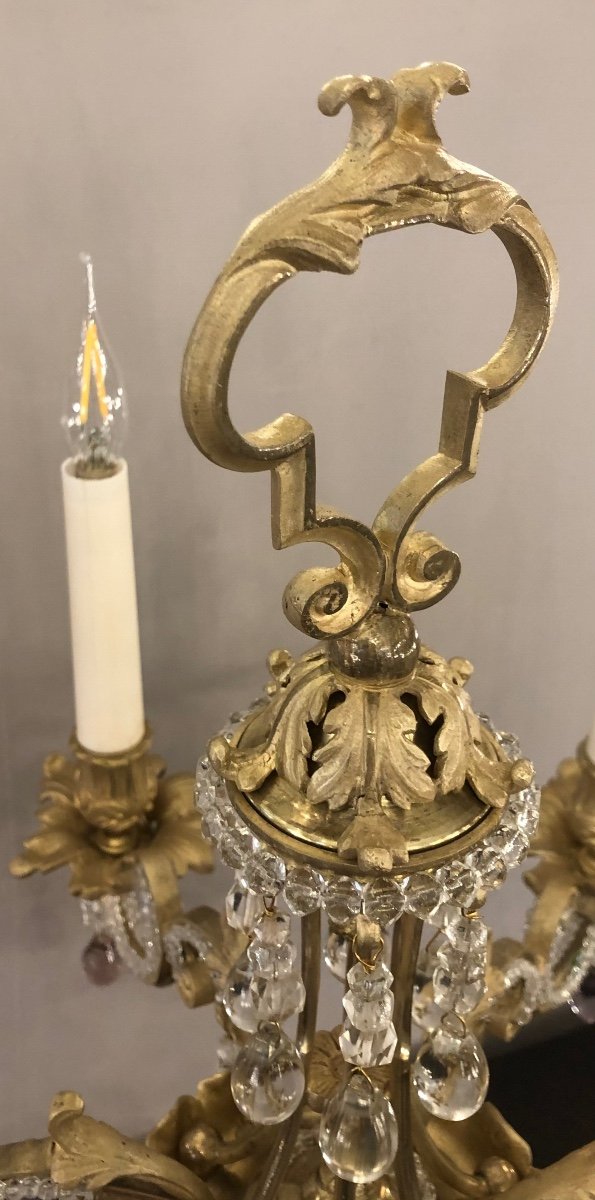 Pair Of Bronze And Crystal Candelabra-photo-4