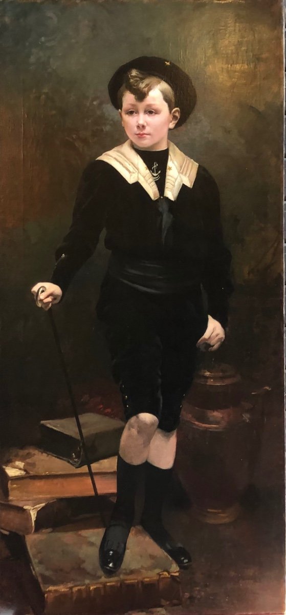 Portrait d'un jeune garçon en tenue de marin. Louis Carrier-Belleuse 1907