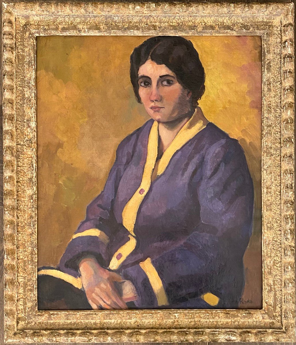 Huile sur toile portrait de femme. Ludovic Rodo-Pissarro. Circa 1930