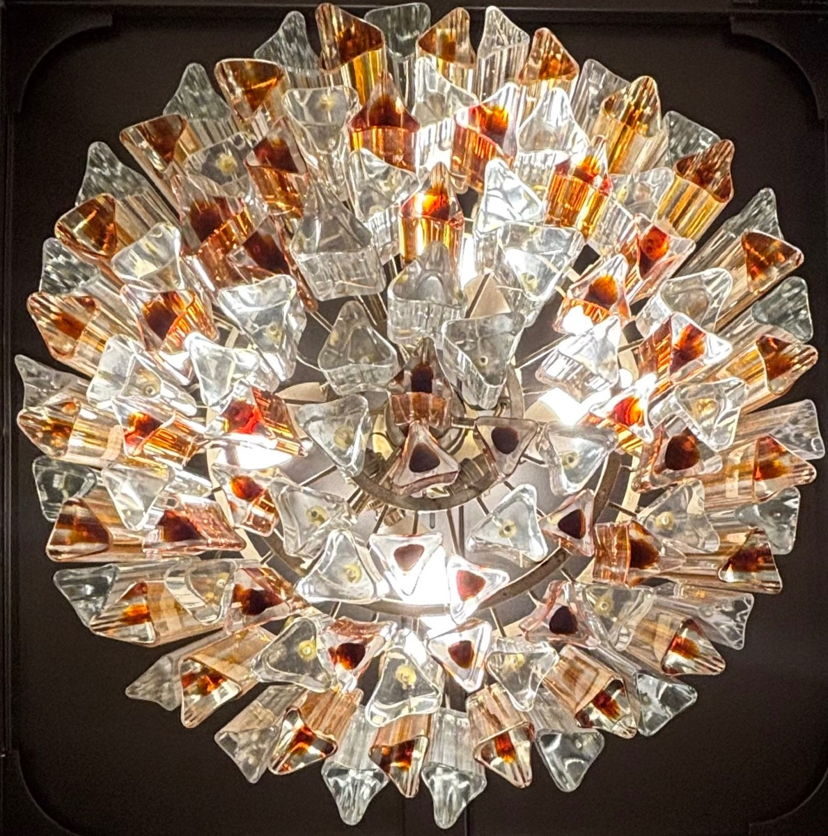 Lustre à trièdres en verre de Murano circa 1970-photo-2