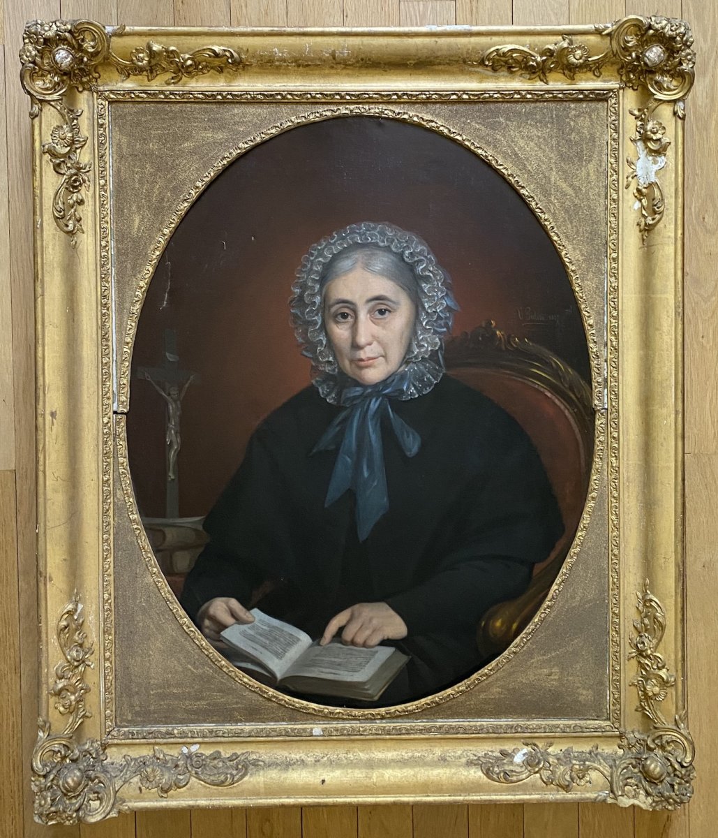 Huile Portrait Féminin Victor Pieters (1813-1894)