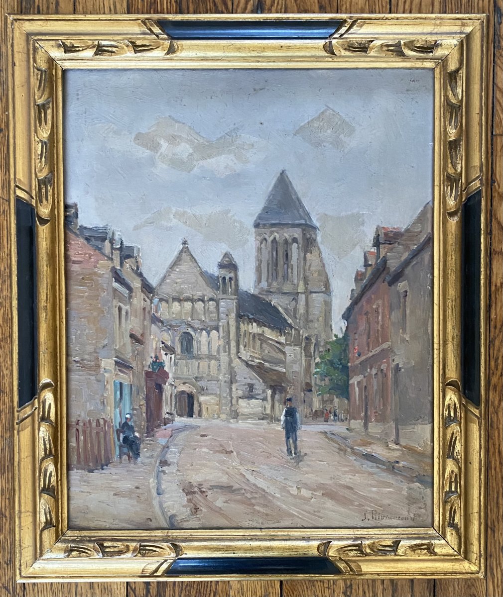 Huile sur panneau "Ouistreham"Jules Ribeaucourt (1866-1932)-photo-2