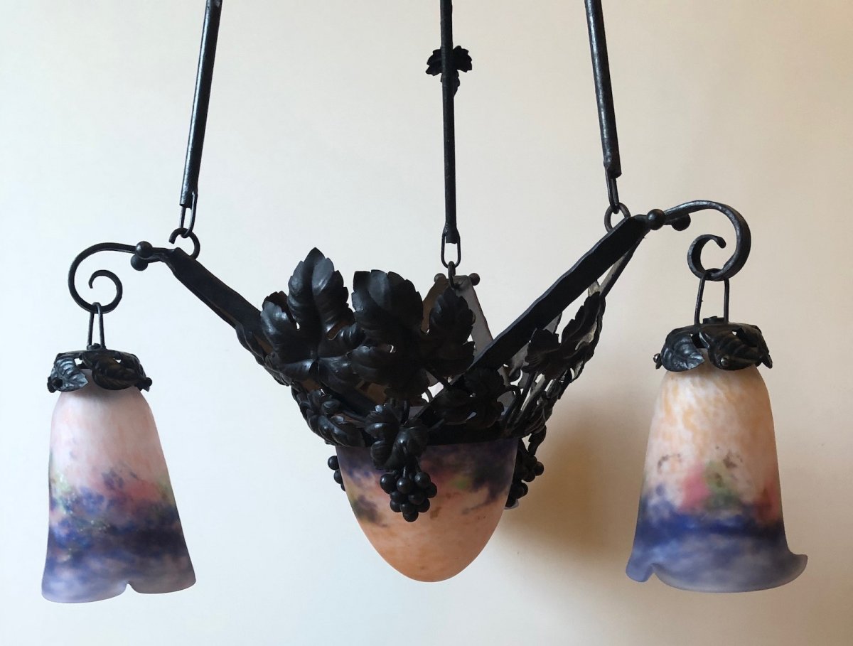 Chandelier - Suspension "glass Paste" Muller Frères Lunéville "-photo-2