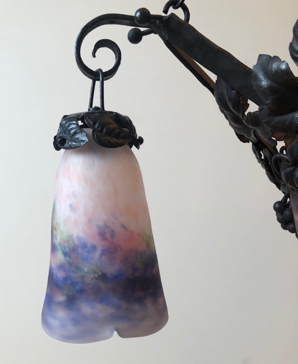 Chandelier - Suspension "glass Paste" Muller Frères Lunéville "-photo-3