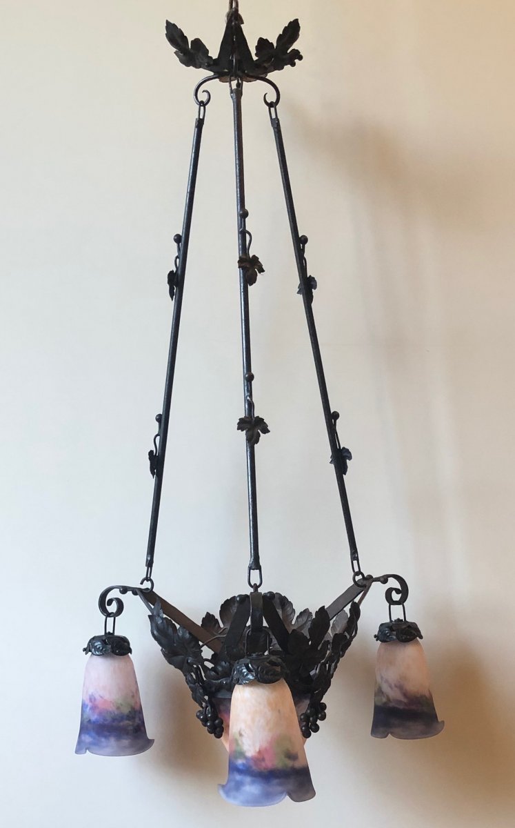 Chandelier - Suspension "glass Paste" Muller Frères Lunéville "