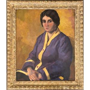 Huile sur toile portrait de femme. Ludovic Rodo-Pissarro. Circa 1930