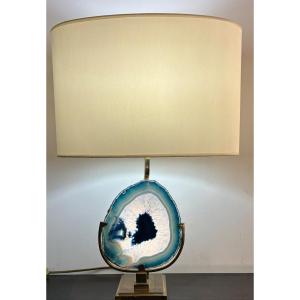 Lamp With Agate Disc Willy Daro Circa 1960-70