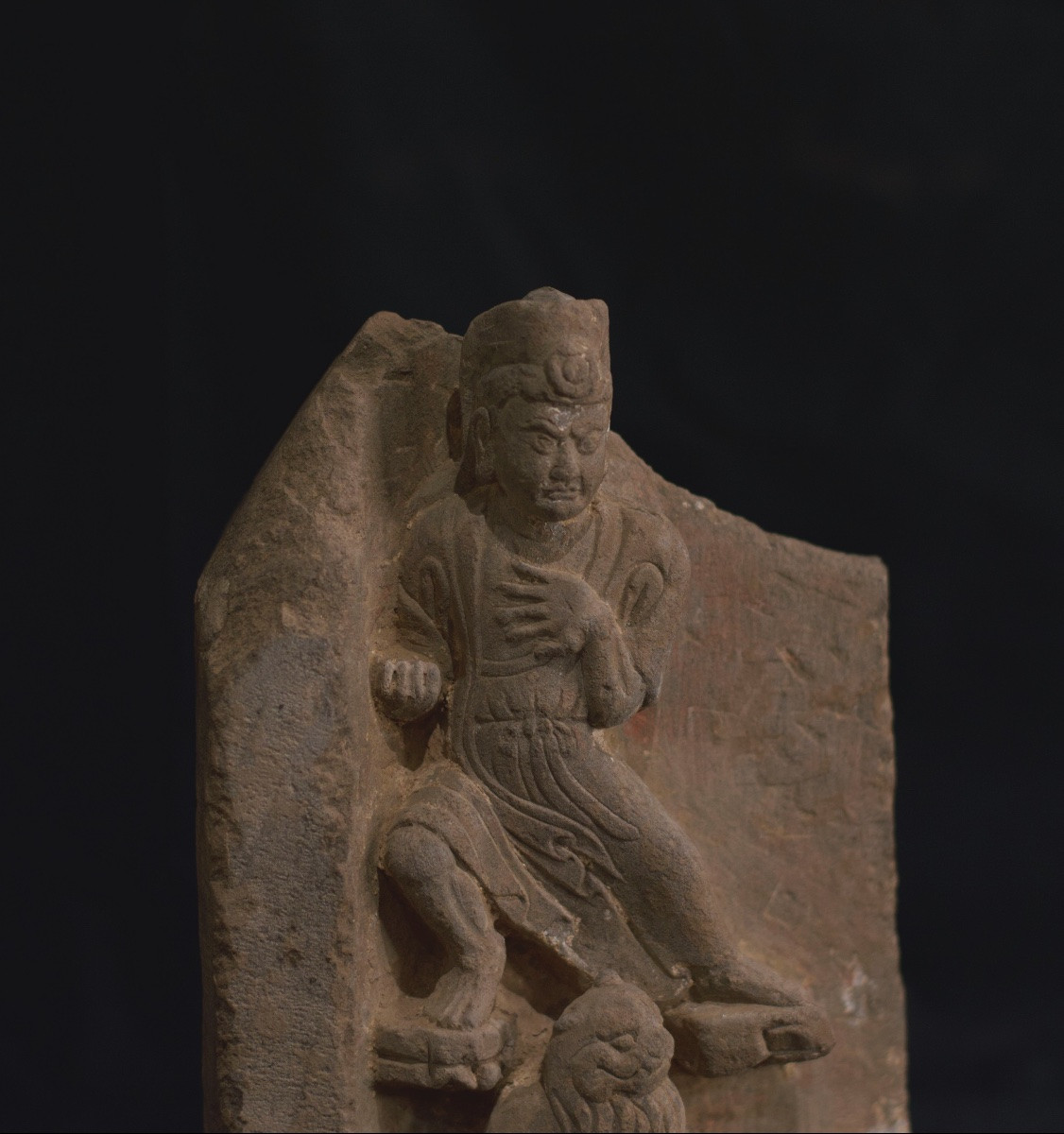 Fragment Of Buddhist Steele With Relief Of A Guardian And A Lion, Northern Wei (386-534)-photo-2