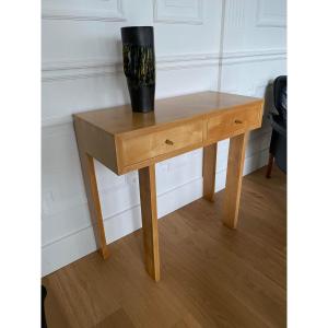 Jacques Quinet Console In Maple Veneer Around 1960, Very Good Provenance