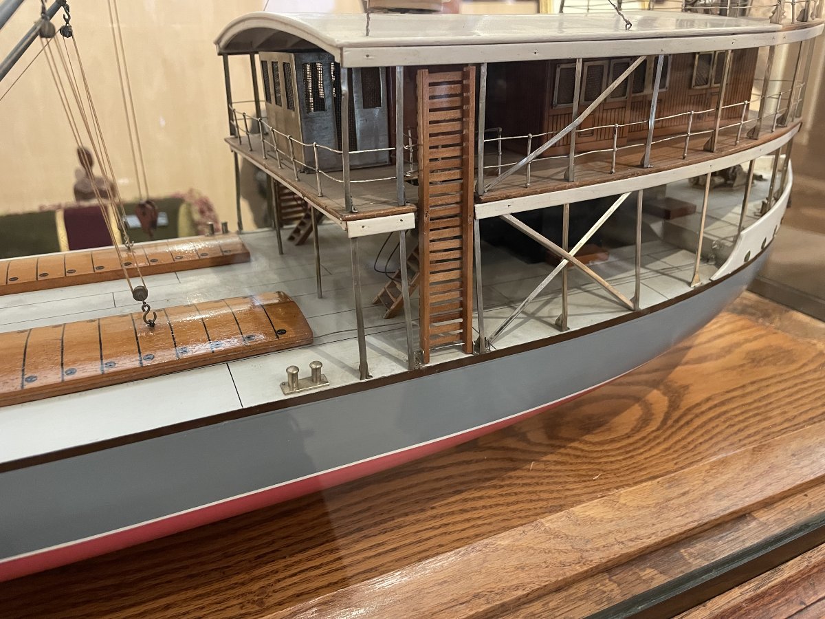 Maquette de bateau à vapeur (steamer)  Propulsion à 2 roues à aubes  Circa 1900/1910-photo-1