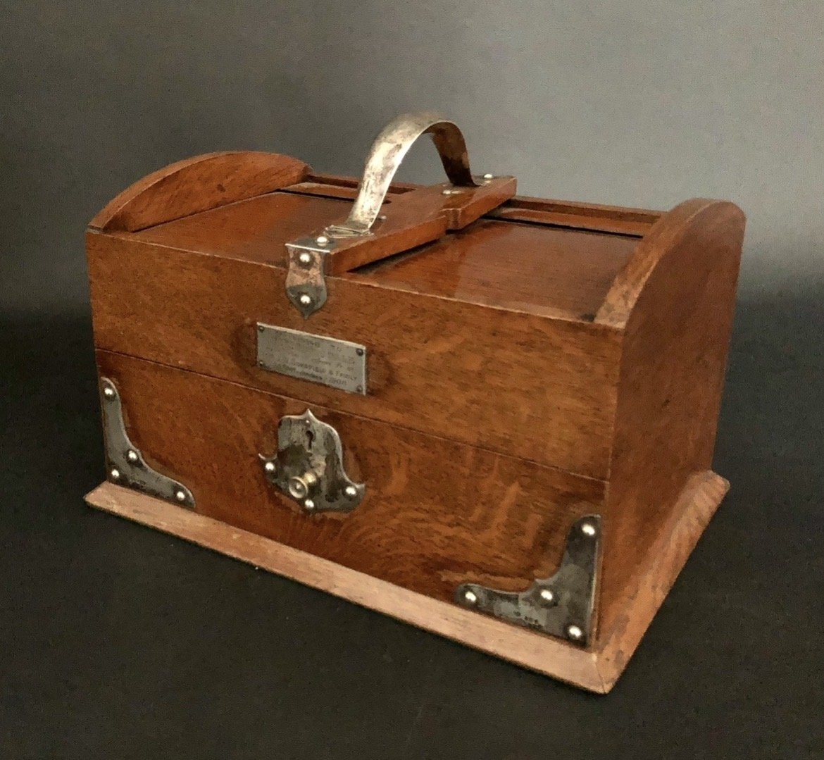 Oak Cigar Box With Silver Mount, London, 1905–1908-photo-3