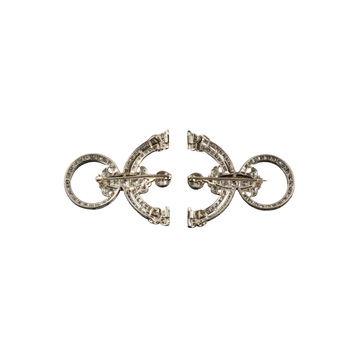 Paire De Broches En Platine Et Or Blanc Serti De Diamants, Années 1920-photo-4