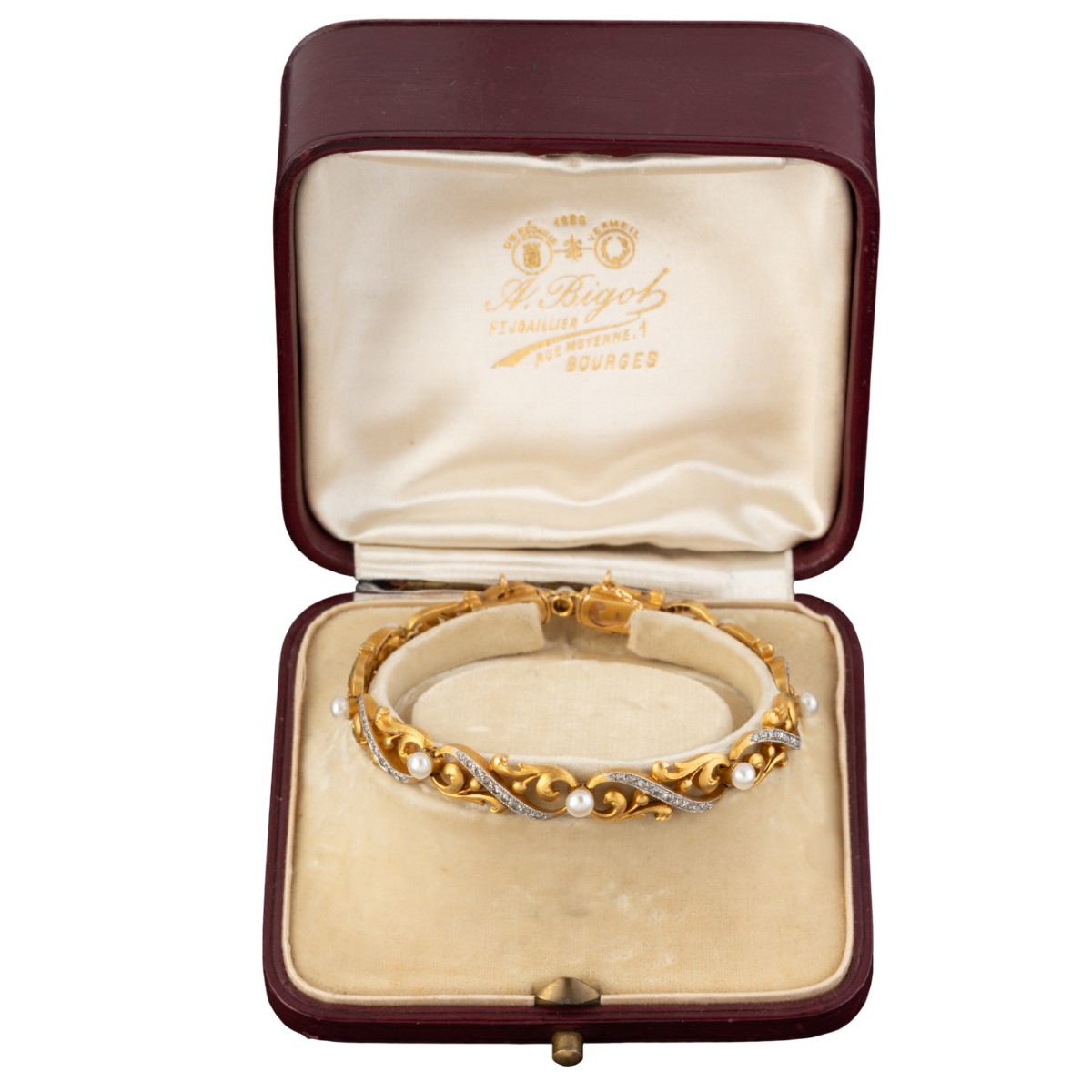 Bracelet In Gold, Fine Pearls And Diamonds, Late 19th Century