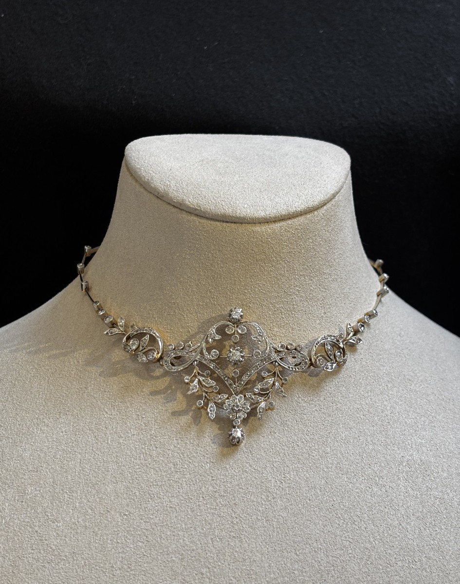 Collier Guirlandes En Or, Platine Et Diamants, Vers 1900