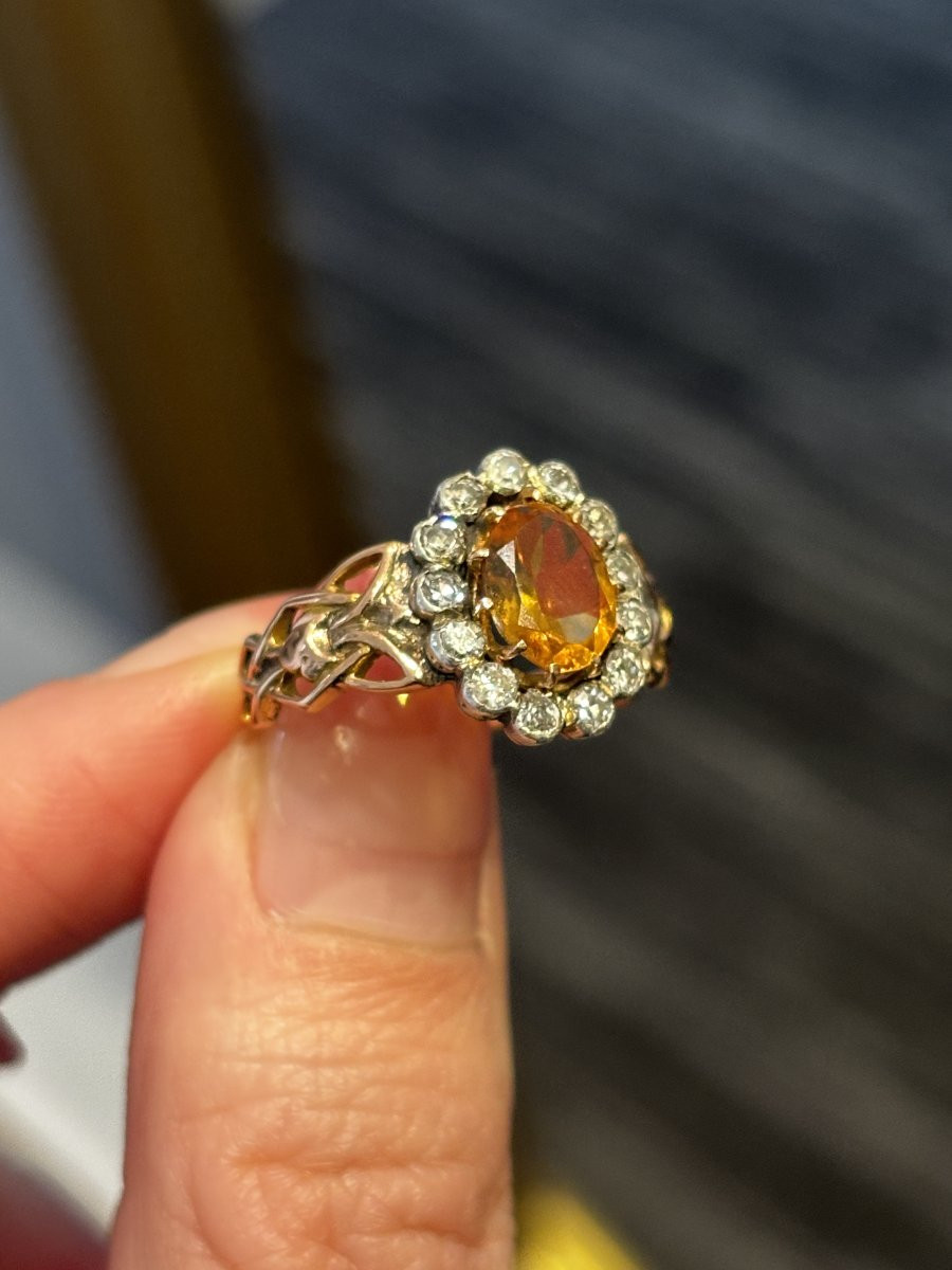 Bague en or rose, citrine et diamants-photo-2