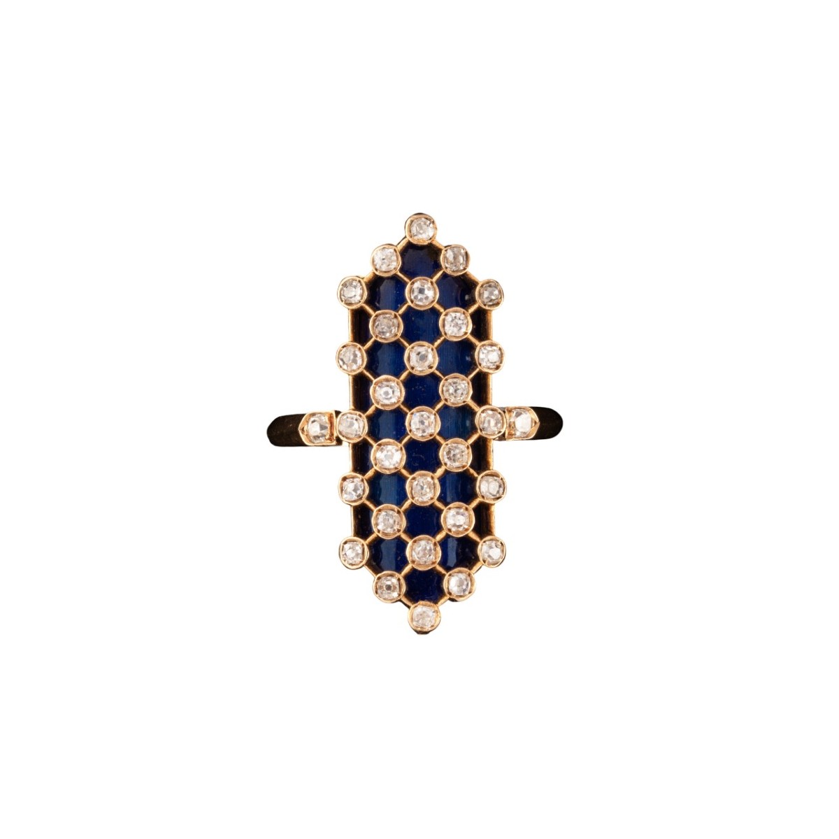 Bague en or, émail et diamants vers 1880
