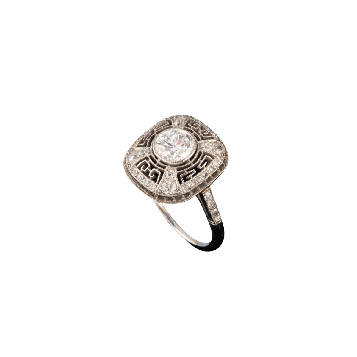 Art Deco Platinum And Diamond Ring-photo-4