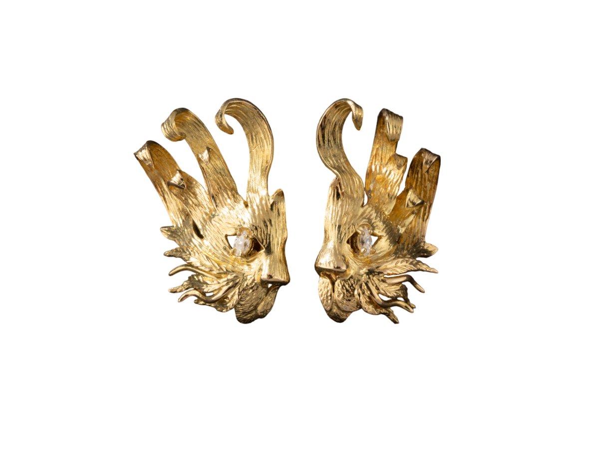 Hermès - Pair Of "mistigri" Gold Earrings-photo-3