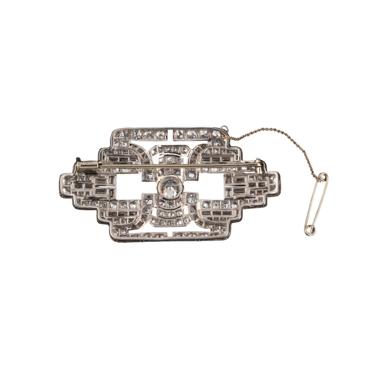 Broche Art Déco en diamants et platine-photo-2