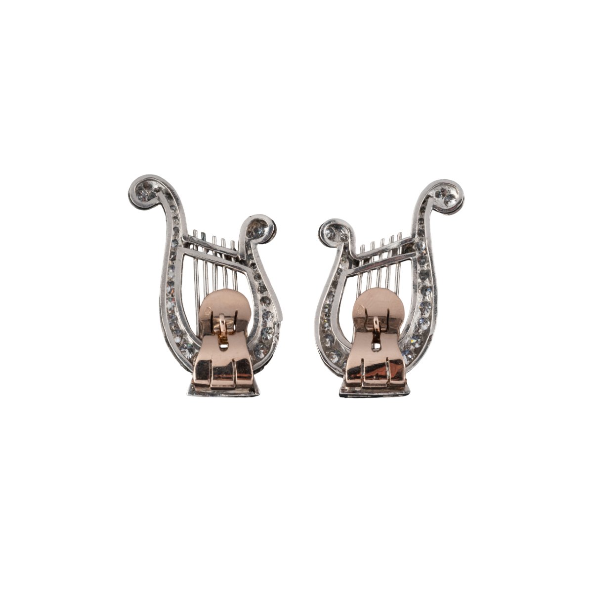Paire de clips d'oreilles Lyres en diamants -photo-2