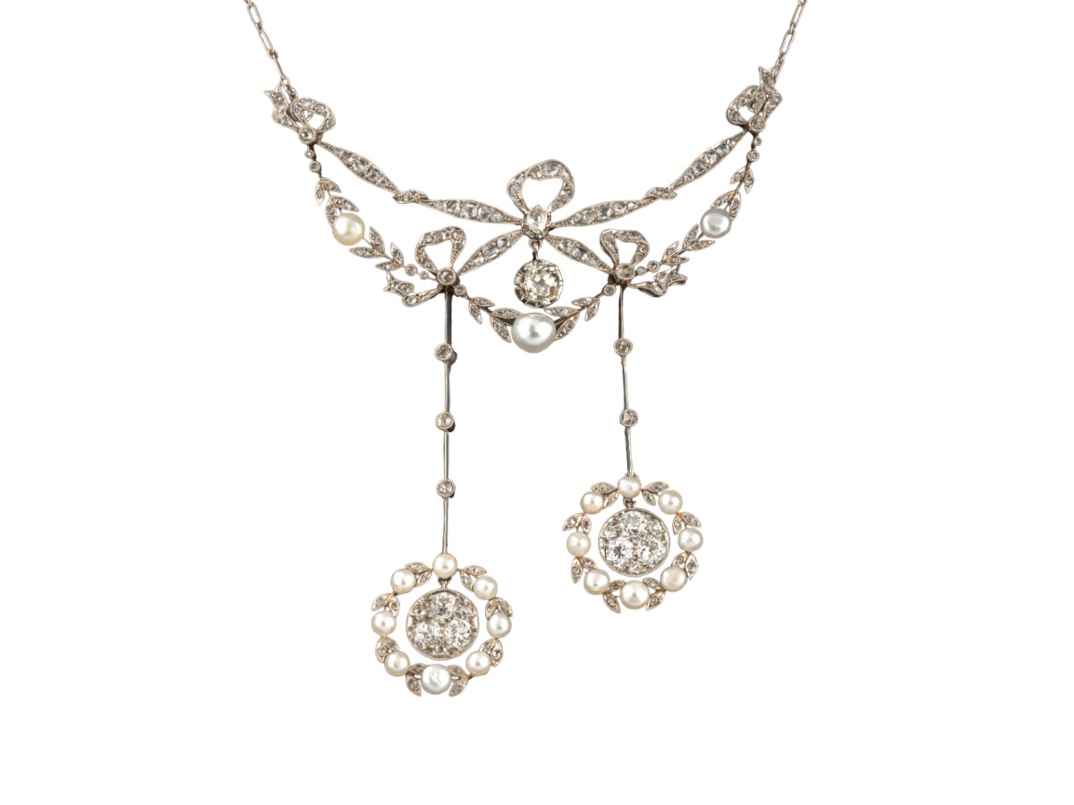 Ribbon Knot Drapery Necklace, Circa 1900