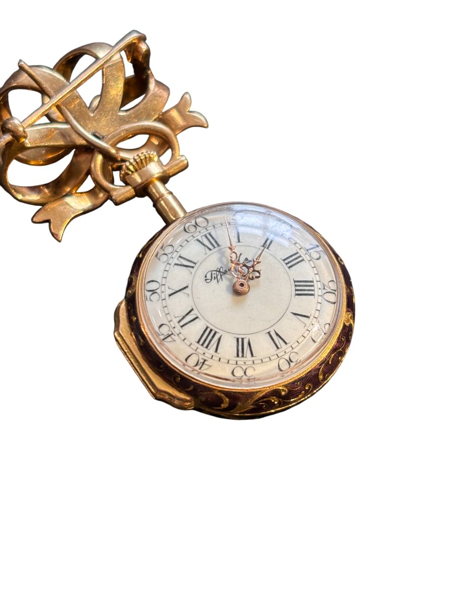 Tiffany & Co. - Enamel, Diamond And Gold Pocket Watch, Late 19th Century-photo-2
