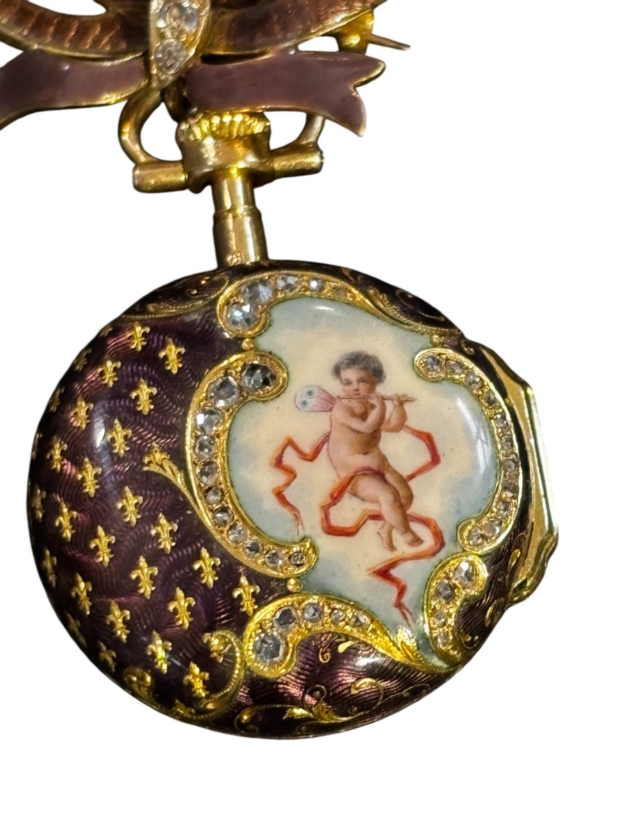 Tiffany & Co. - Enamel, Diamond And Gold Pocket Watch, Late 19th Century-photo-3