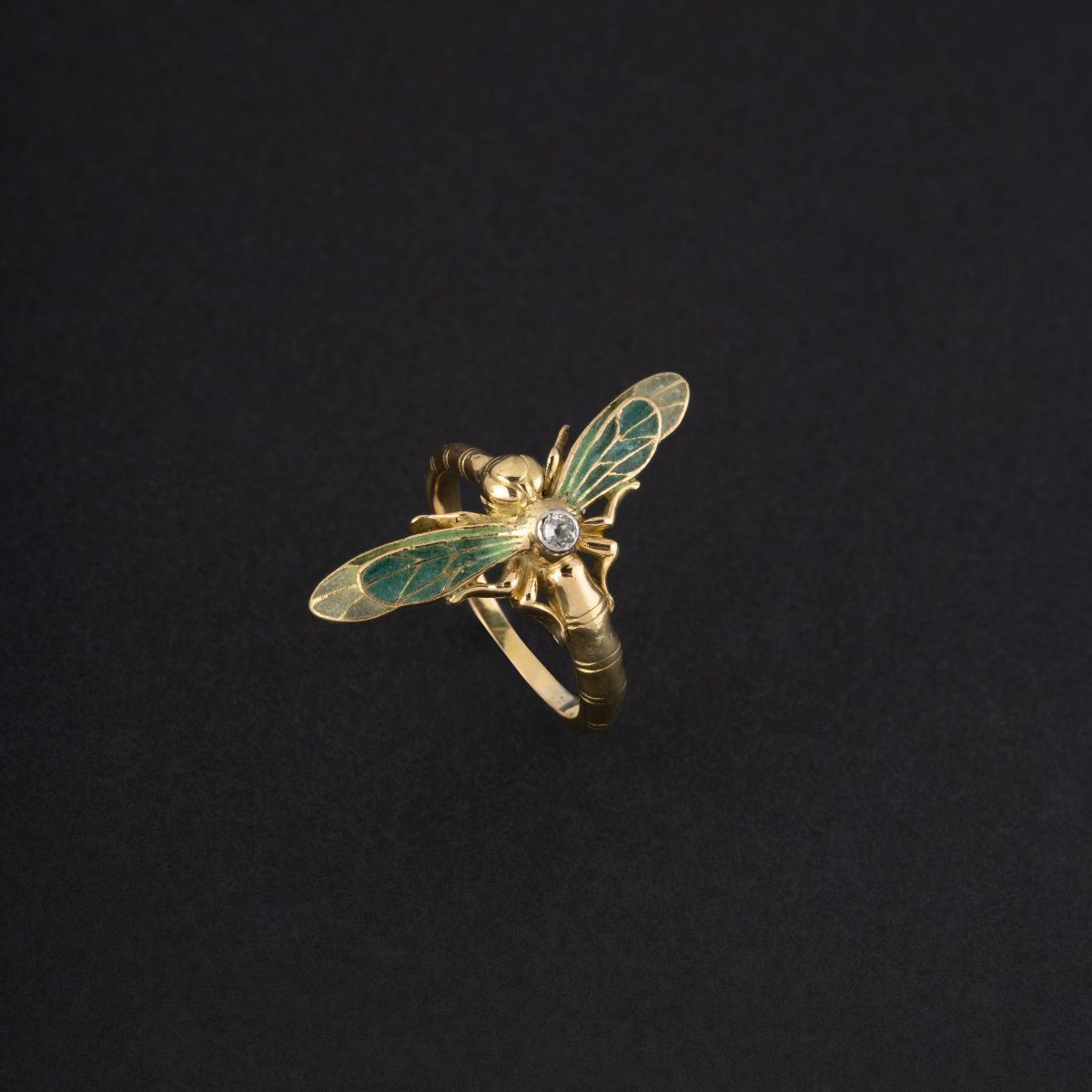 Art Nouveau Gold Dragonfly Ring Circa 1900-photo-2