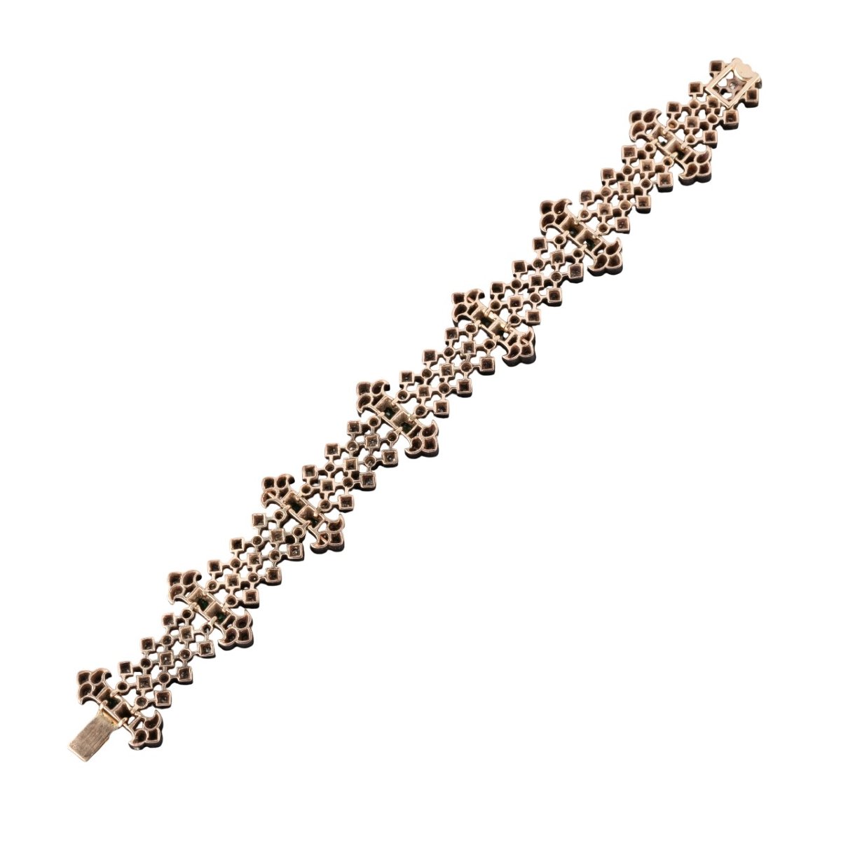 Bracelet In Silver, Gold, Emeralds And Diamonds, Late 19th Century-photo-2