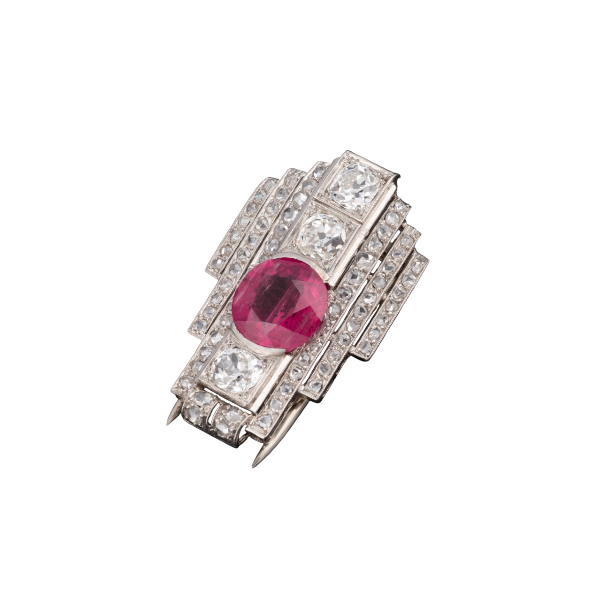 Épingle à cravate et pendentif en tourmaline, diamants et platine-photo-2