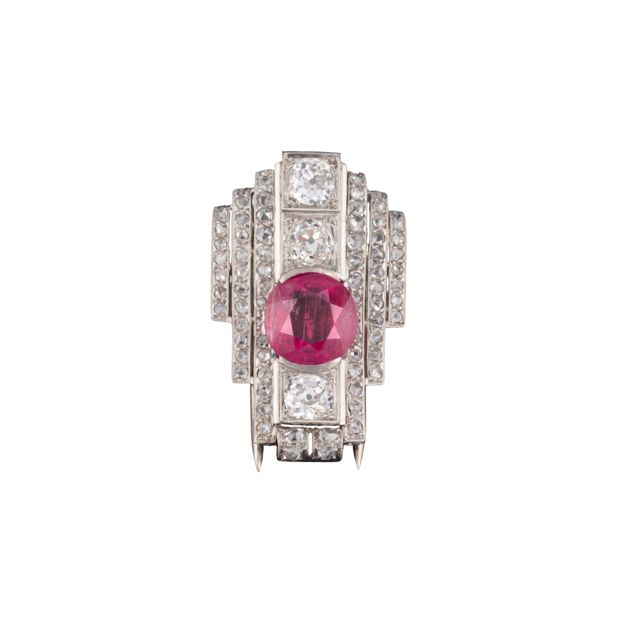 Épingle à cravate et pendentif en tourmaline, diamants et platine