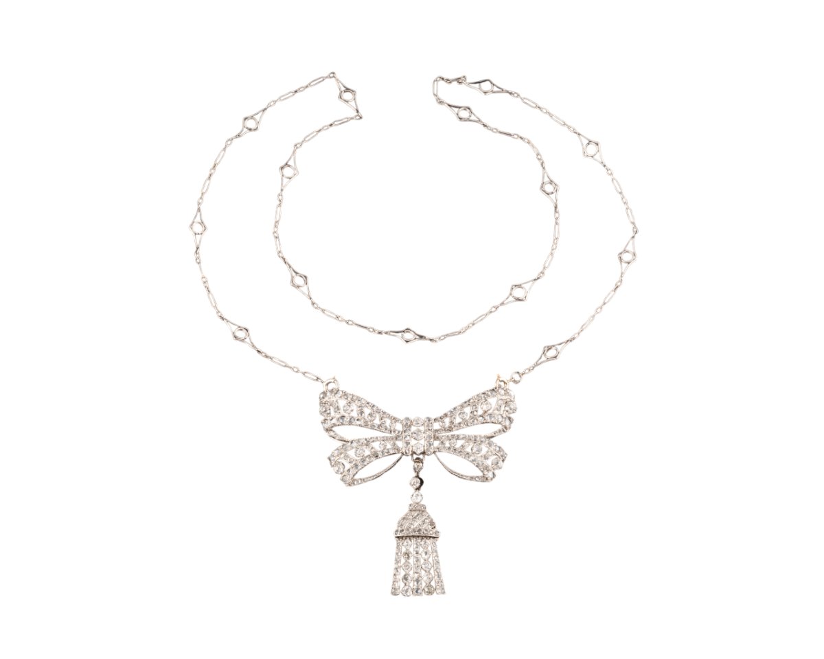 Broche pendentif en or, platine et diamants vers 1910-photo-2