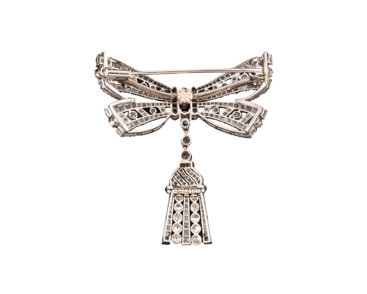 Broche pendentif en or, platine et diamants vers 1910-photo-3